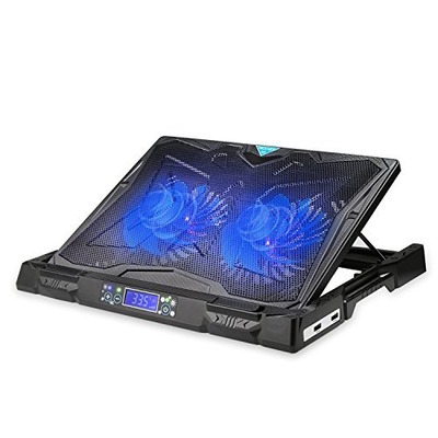 Laptop Cooling Pad, TeckNet Gaming Laptop Notebook Cooler Cooling Pad Stand with Dual 130mm Speed Adjustable Fans and LCD Temperature Display, Fits 12-17 Inches, Amazon, 