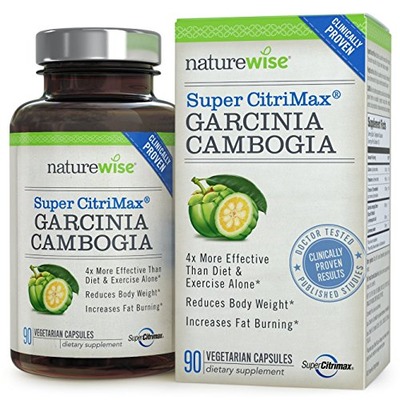 NatureWise Clinically Proven Super CitriMax Garcinia Cambogia with 4x Greater Fat Burning & Weight Loss Plus Appetite Control, 500 mg, 90 count, Amazon, 