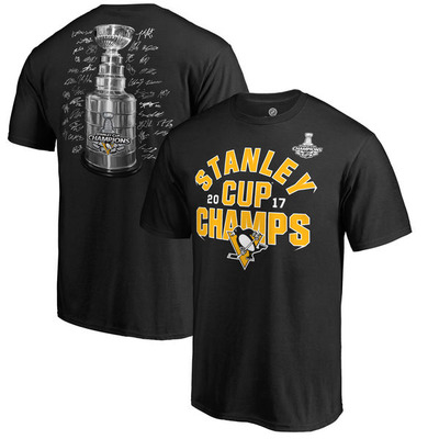 Men's Pittsburgh Penguins Fanatics Branded Black 2017 Stanley Cup Champions Shootout Signature T-Shirt, NHL, 