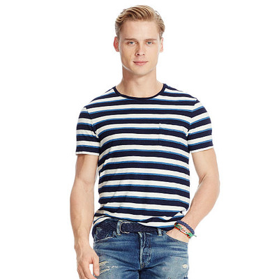 STRIPED INDIGO JERSEY T-SHIRT, RalphLauren, 