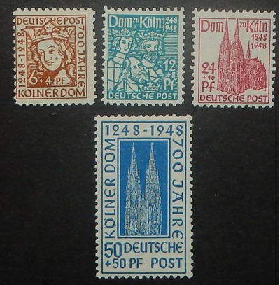 Germany B298-301. 1948 Cologne Cathedral, HipStamp, 