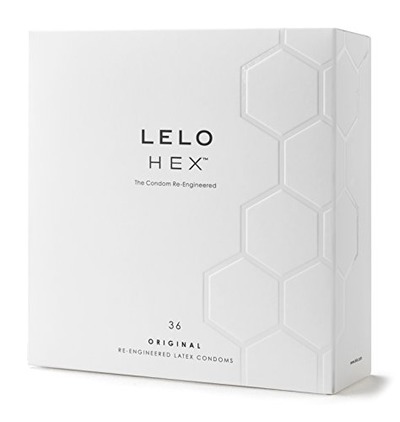 LELO HEX Original, Luxury Condoms with Unique Hexagonal Structure, Thin Yet Strong Latex Condom, Lubricated (36 pack), Amazon, 