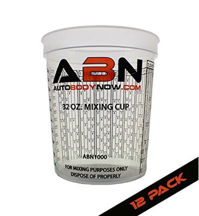 ABN Clear Plastic Mixing Cup 12-Pack 32oz Ounce/946mL Milliliter Container for Paint, Activators, and Thinner, Amazon, 