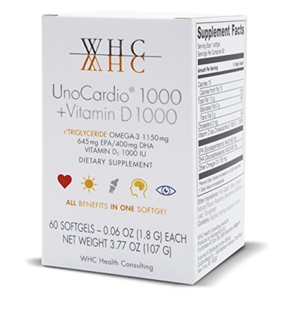 UnoCardio 1000 + Vitamin D 1000 - 60 Softgels, Amazon, 