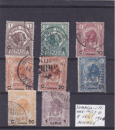 0020 Italian Colonies ( Somalia) 1906 Mi. 10/17 Nice set see scan, Ebay, 
