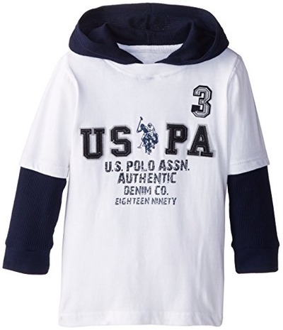 U.S. Polo Assn. Boy's Jersey T-Shirt with Thermal Hoodie and Drop Down Sleeves, Amazon, 