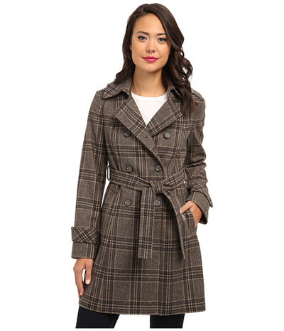 DKNY Double Breasted Menswear Plaid Trench Coat 93809-Y4, 6pm, 
