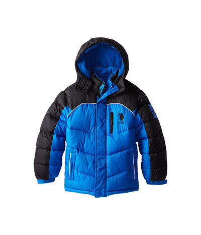 U.S. POLO ASSN. Kids Poly-Fill Two-Toned Bubble Jacket with Removable Hood (Big Kids), 6pm, 