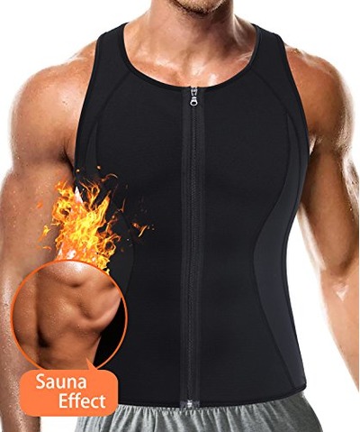 Men Hot Neoprene Workout Sauna Tank Top Zipper Waist Trainer Vest Weight Loss Body Shaper Compression Shirt Gym Clothes Corset, Amazon, 