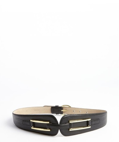 black pebbled leather tapered waist belt, bluefly, 