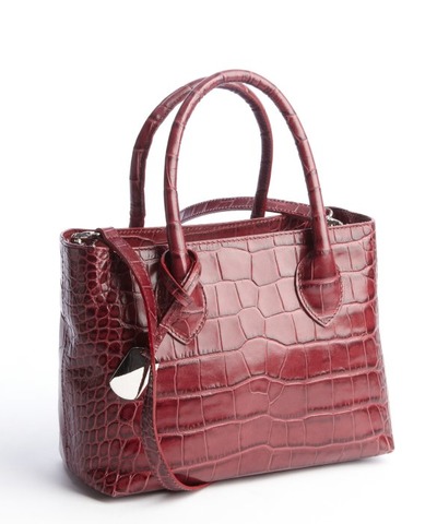 burgundy croc embossed leather 'Martha' top handle bag, bluefly, 