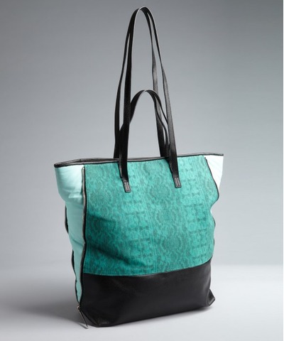 turquoise and sky blue patchwork leather 'Emma' large tote, bluefly, 