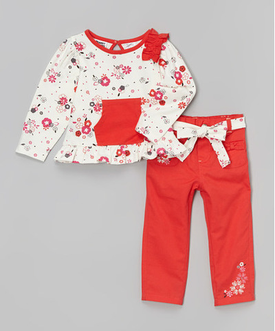 White And Red Floral Top & Pants - Infant, Toddler & Girls, Zulily, 