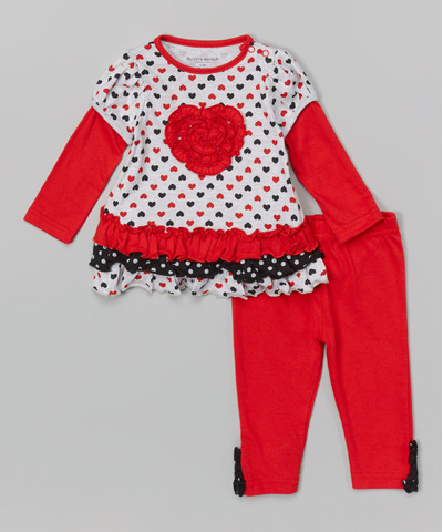 Red & Black Hearts Skirted Tunic & Leggings - Infant, Zulily, 