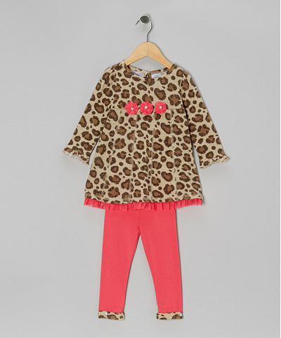 Beige Leopard Tunic & Coral Leggings - Infant, Zulily, 