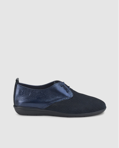 Zapatos de cordones de mujer 24HRS de color azul marino con detalle de picados, El-Corte-Ingles, 