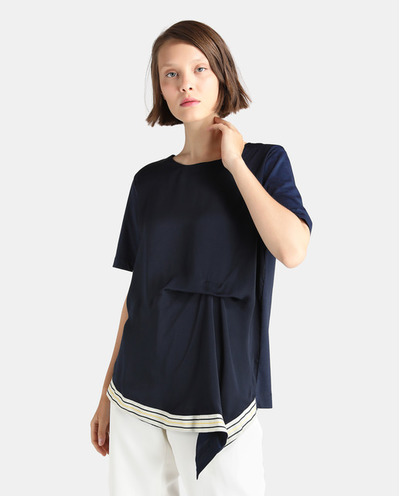 Camiseta azul marino de mujer Síntesis con bajo estampado, El-Corte-Ingles, 