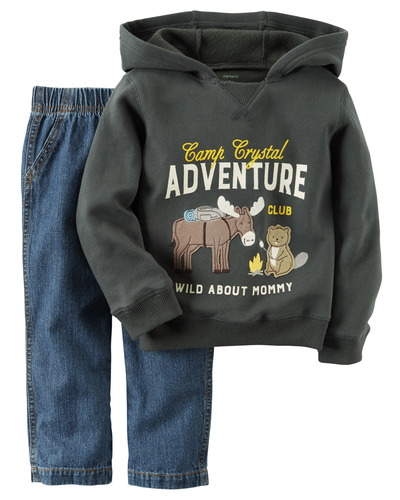 Toddler Boy 2-Piece Fleece Hoodie & Denim Pant Set | Carters.com, Carters, 