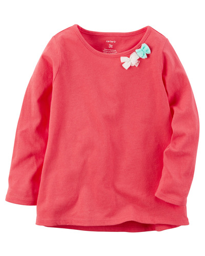 Toddler Girl Long-Sleeve Bow Embellished Tee | Carters.com, Carters, 