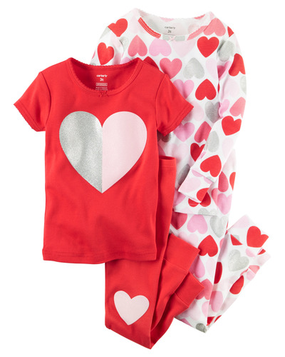 Kid Girl 4-Piece Snug Fit Cotton Heart PJs | Carters.com, Carters, 