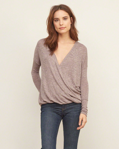KNIT WRAP FRONT TEE, Abercrombie, 