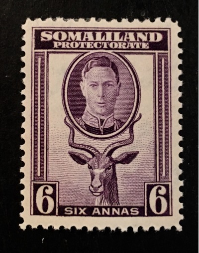 Somaliland Protectorate Scott 101 KGVI Six Annas Definitive-Mint, HipStamp, 