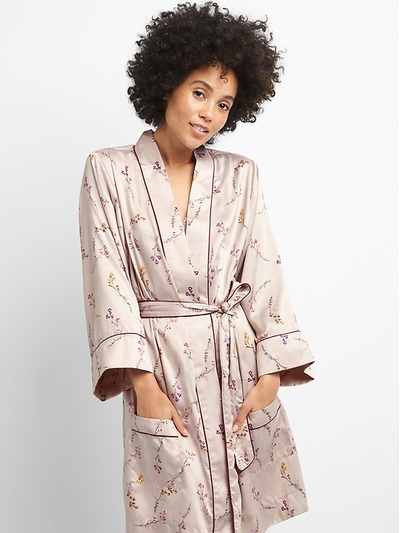 Dreamwell Print Robe in Satin, GAP, 