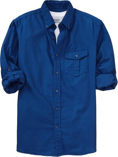 Men's Twill Roll-Sleeve Shirts, OldNavy, 