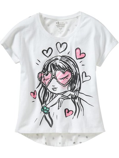 Girls Heart-Graphic Shirttail Tees, OldNavy, 