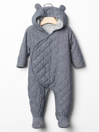 Quilted chambray bear one-piece, GAP, 