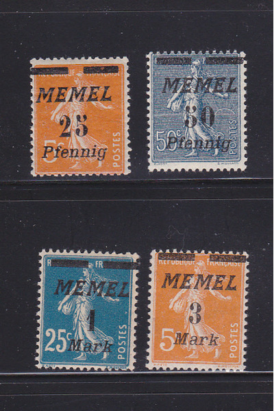 Memel 50, 59, 62, 64 MH Overprints, HipStamp, США