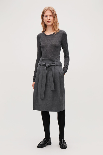 WOOL SKIRT WITH PAPERBAG WAIST, Cosstores, 