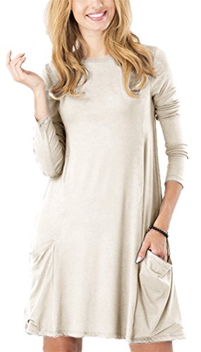 Women's Long Sleeve Pockets Casual Swing Plain T-shirt Dress, Amazon, США