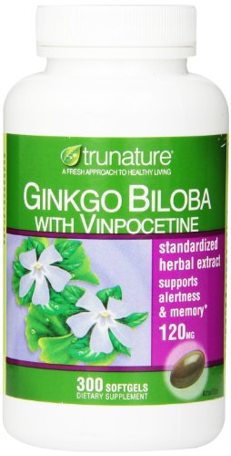 TruNature Ginkgo Biloba with Vinpocetine, 120 mg, 300-softgels Bottle, Amazon, США
